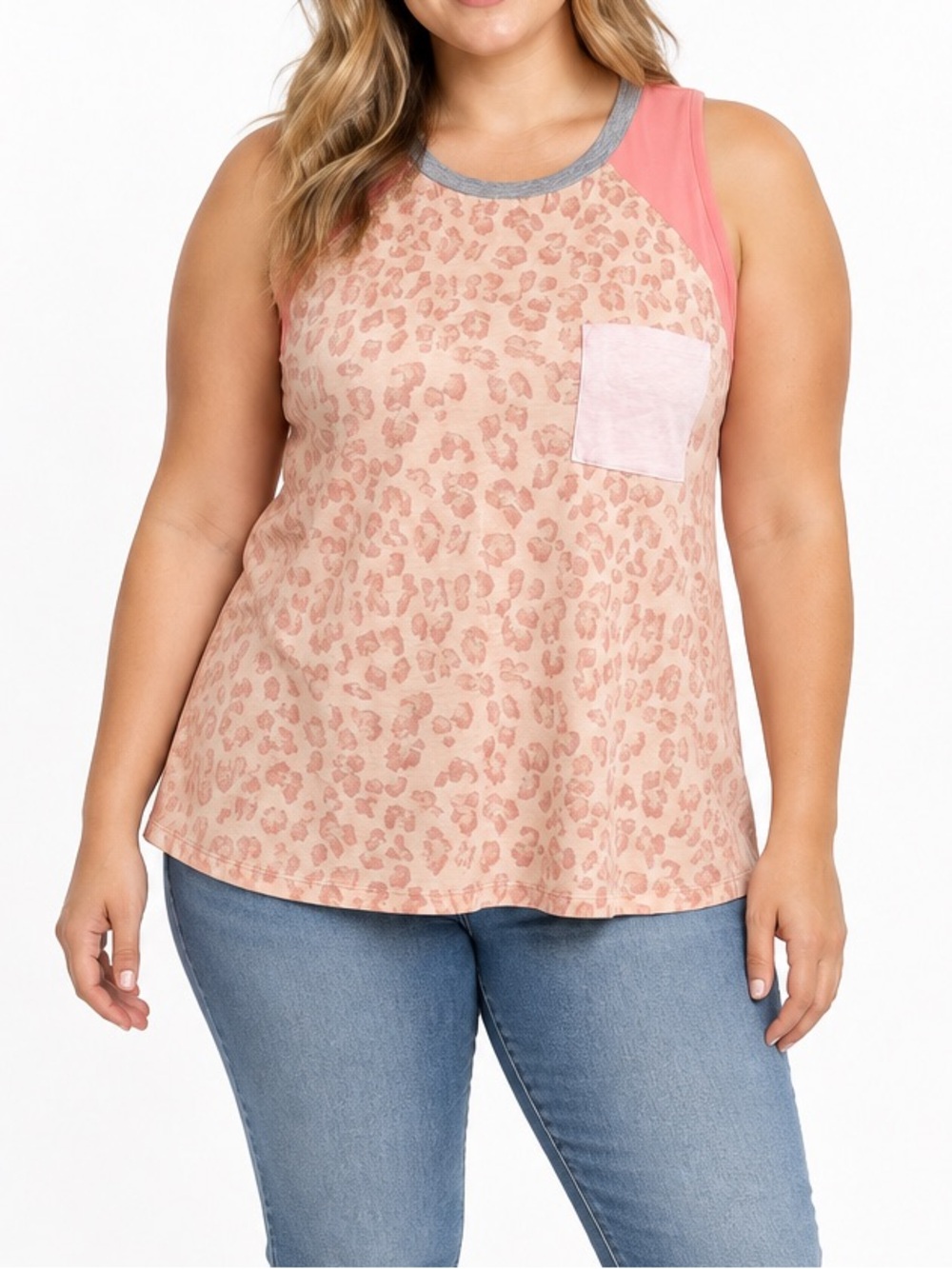 American Eagle Outfitters Pink and Grey Cheetah Print Tank | XL